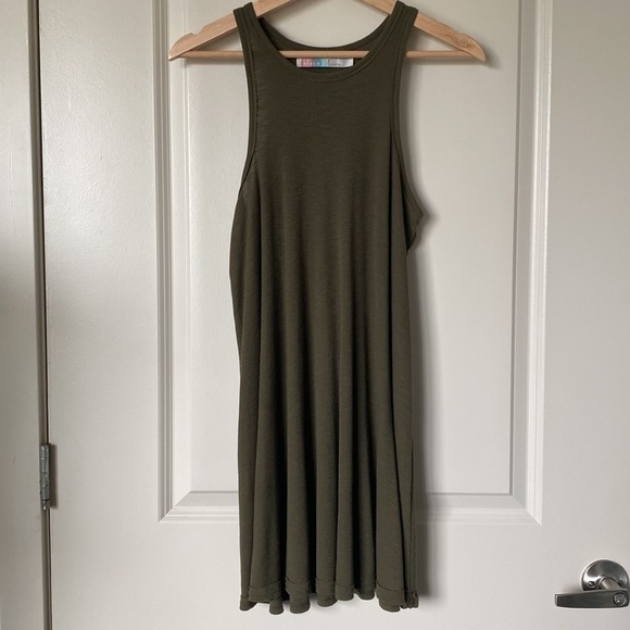 FREE People Beach LA Nite Olive Green Sleeveless Mini Dress - Picture 2 of 6